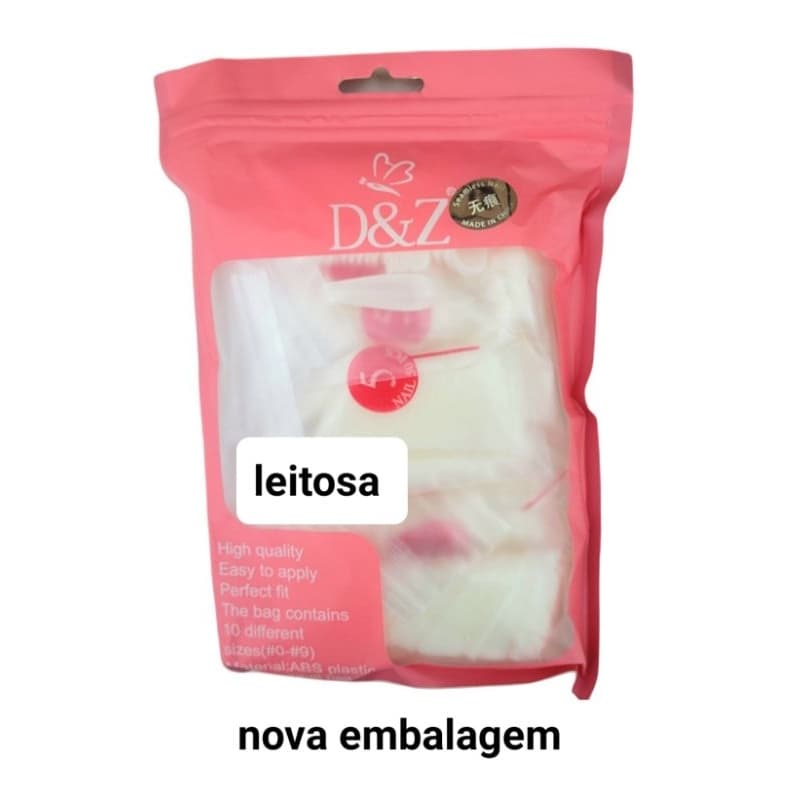 POSTIÇA bailarina D&Z 600 ou 120 unidades com 10 tamanhos diferentes de  Unha Acrigel postiça bailarina