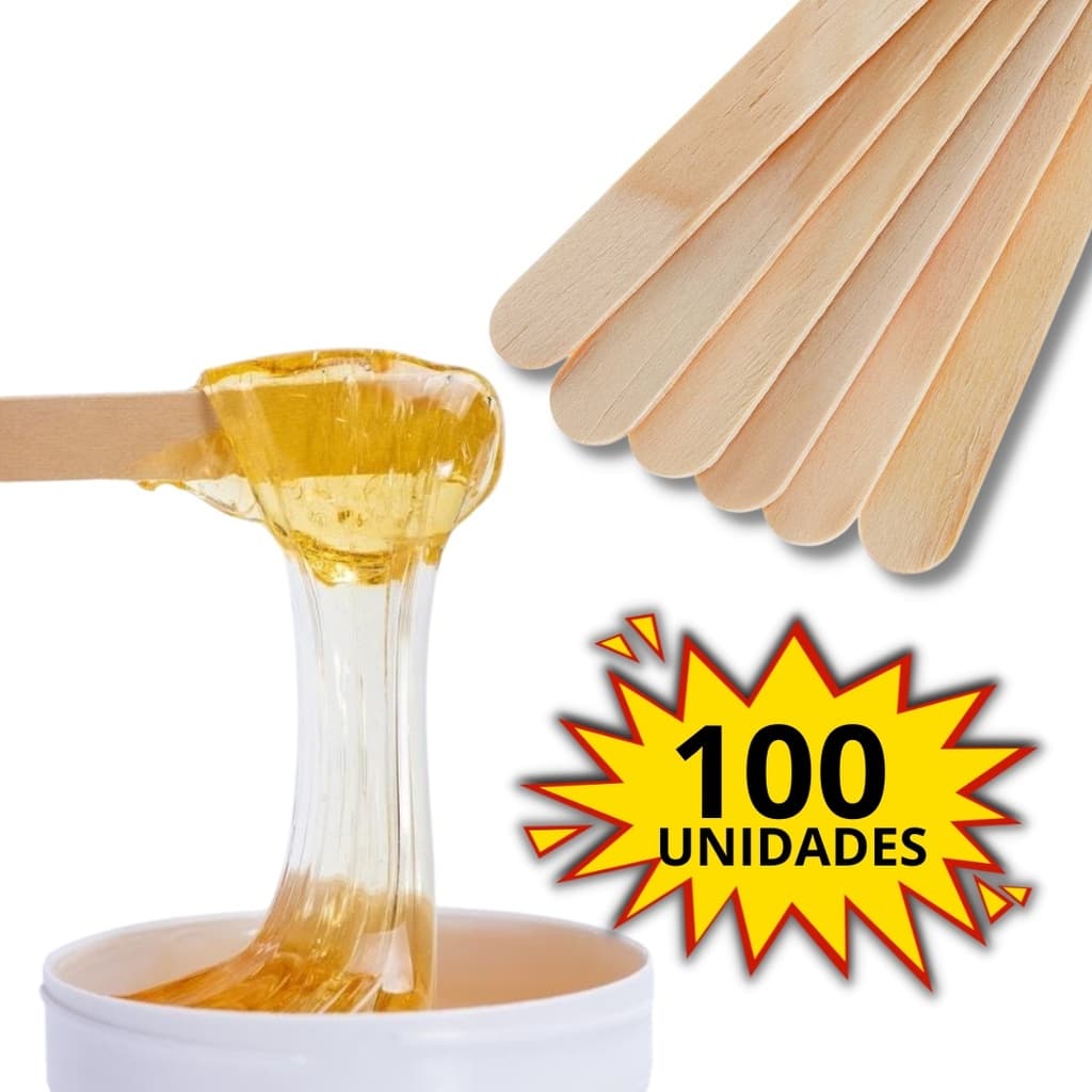 Palito de picolé Abaixador de Língua 100 Unidades Palito de Sorvete e Espátula de Madeira