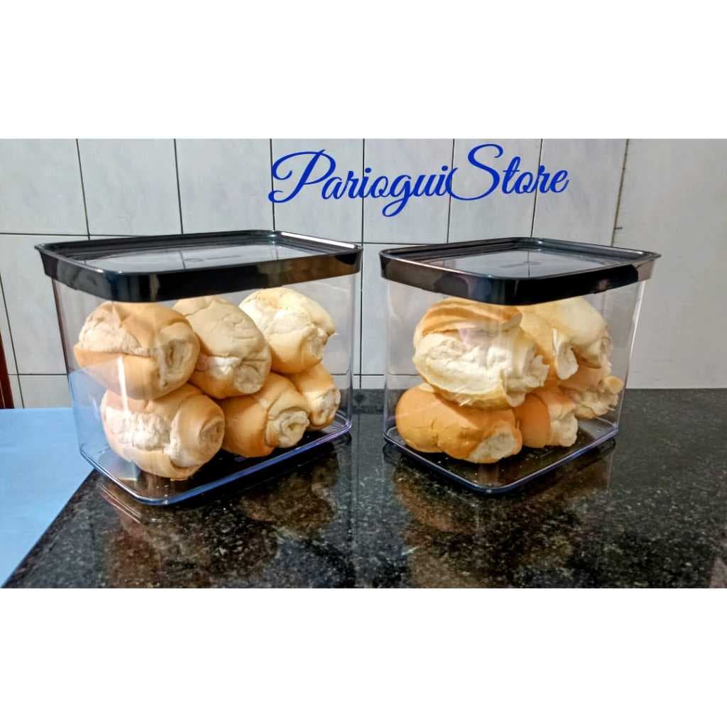Kit 2 Potes herméticos porta pães francês com tampas de  4000ml