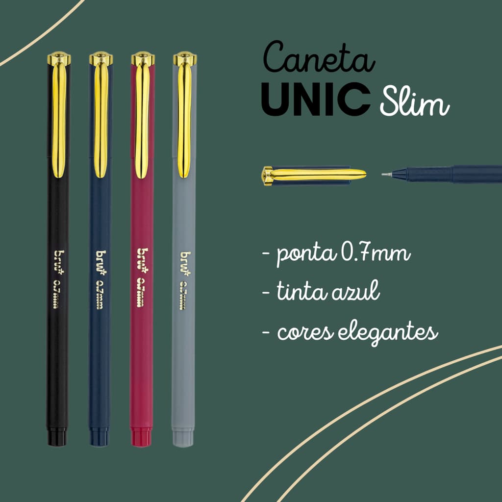 Caneta Esferográfica UNIC Slim 0.7 Azul - BRW (Elegante, Tons de Inverno)