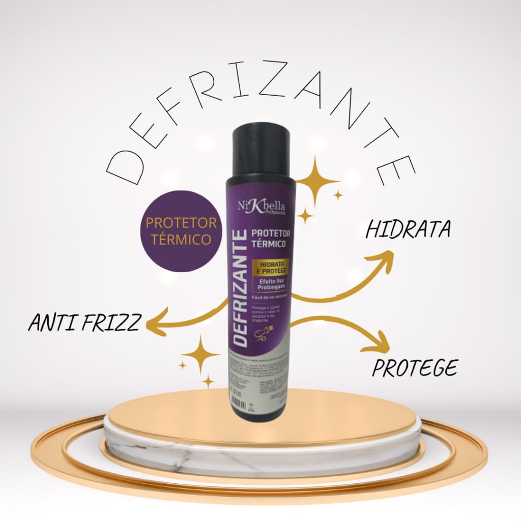 Defrizante Protetor Térmico - Cabelos Liso e Protegidos com Brilho