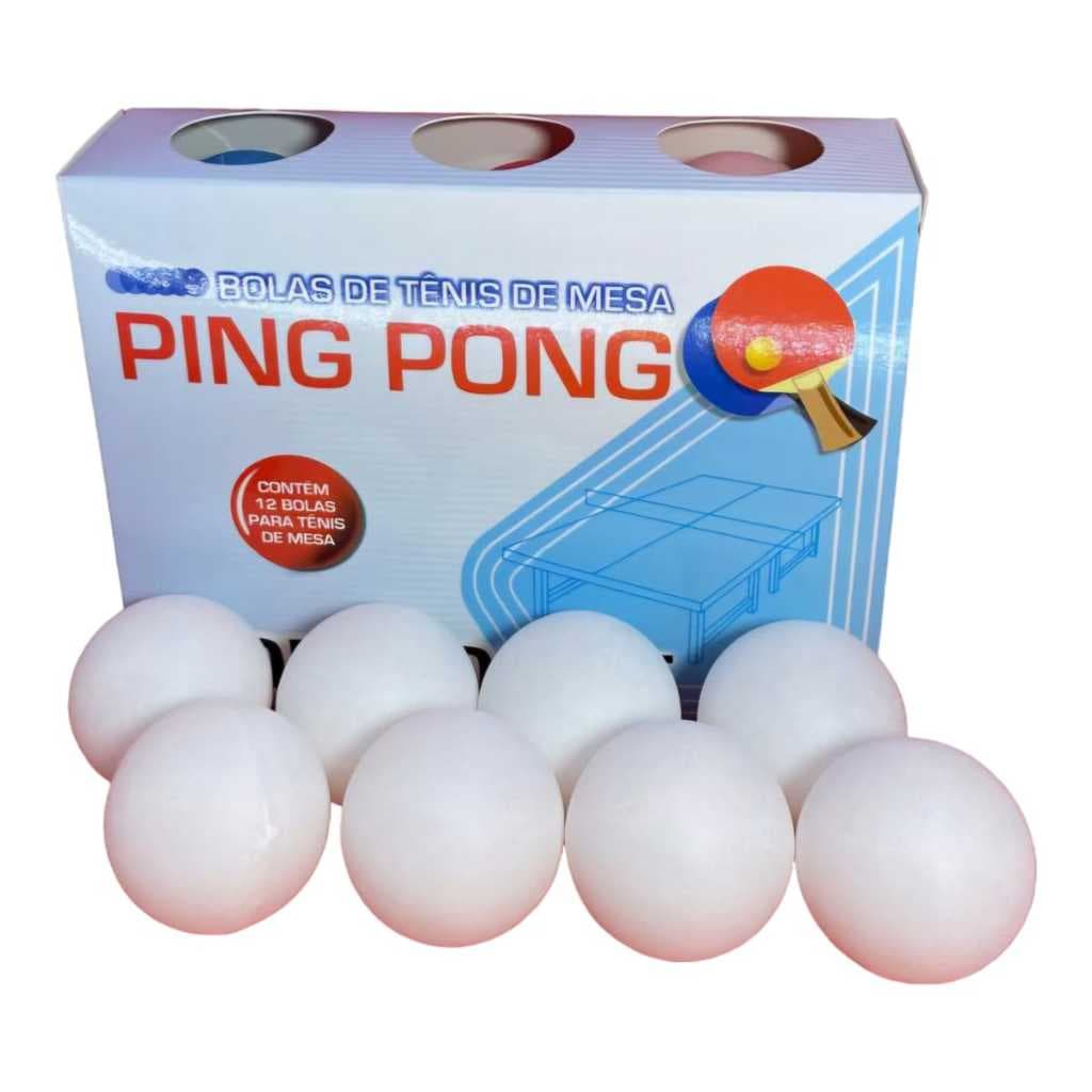 Caixa Com 12 Unidades Bolas / Bolinhas De Ping Pong Brancas - Tênis de Mesa