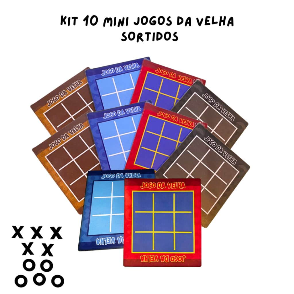 Kit 10 Jogos da velha sortidos tic tac toe em 14X16 tabuleiro brinquedo presente educativo raciocínio colorido sensorial montessori crianças inteligentes adolescentes e adultos Jogo De Mini Tabuleiro Jogo Da Velha Brinquedo madeira mdf Rick Brinck