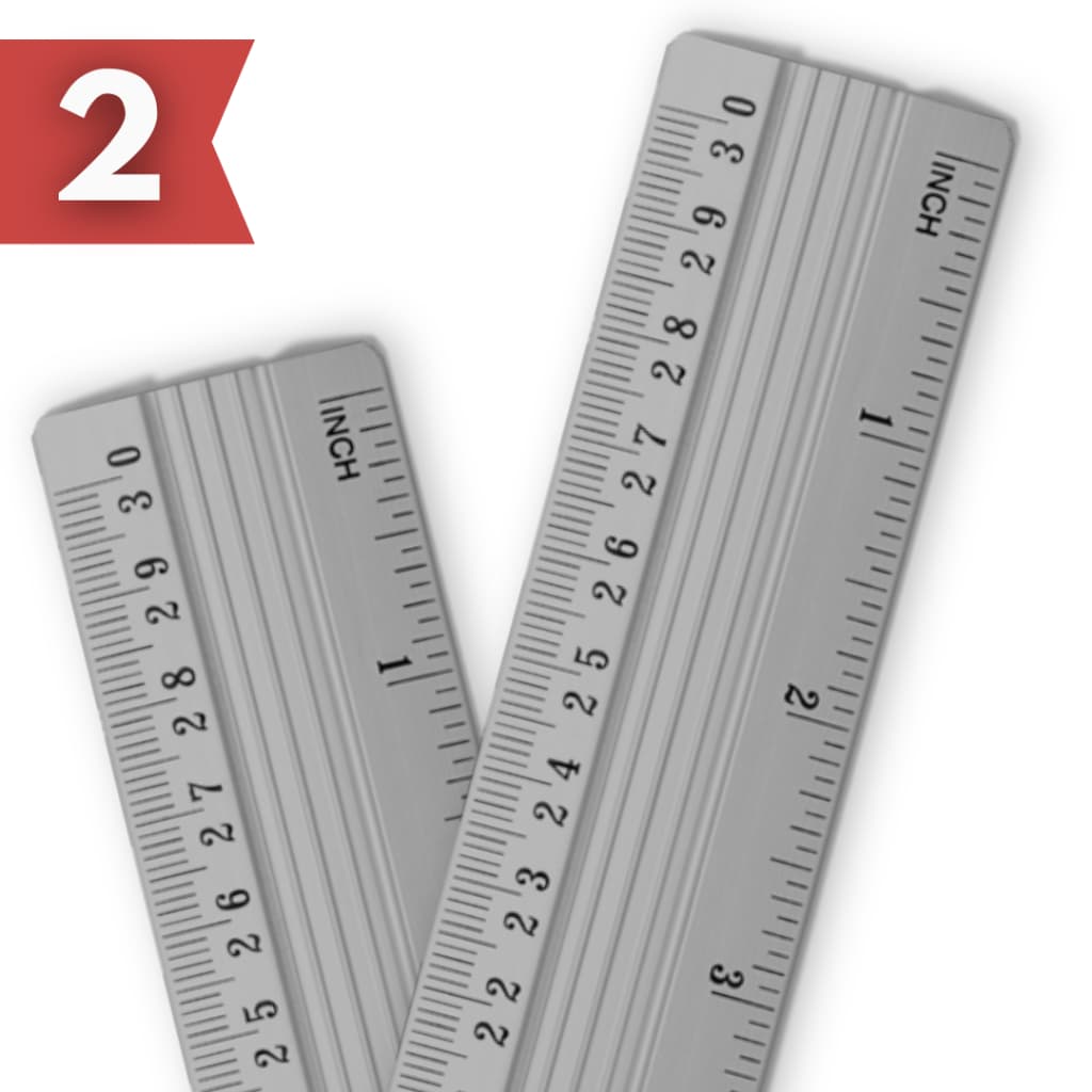 Kit 2 Régua de alumínio papelaria escolar escritório 30 cm