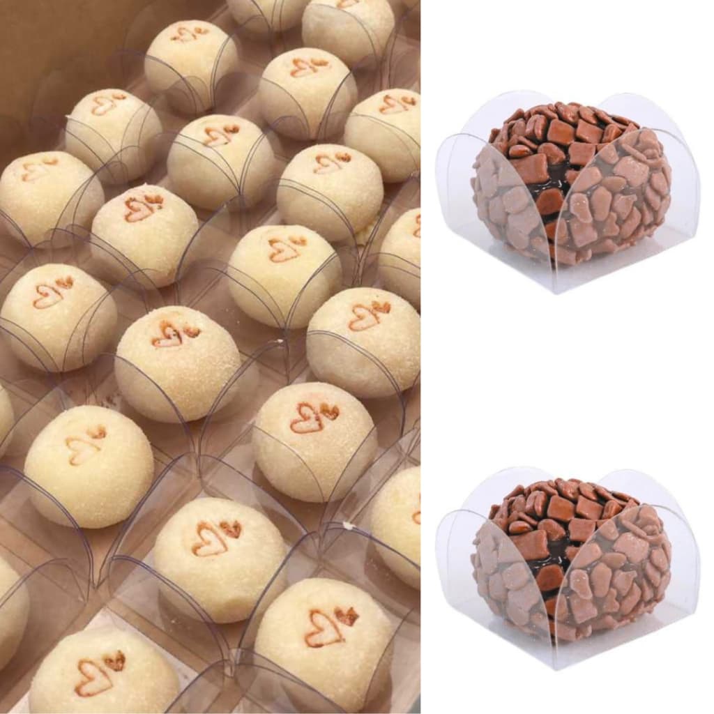 50 Forminha transparente Acetato 4 pétalas para Doces Finos Brigadeiros