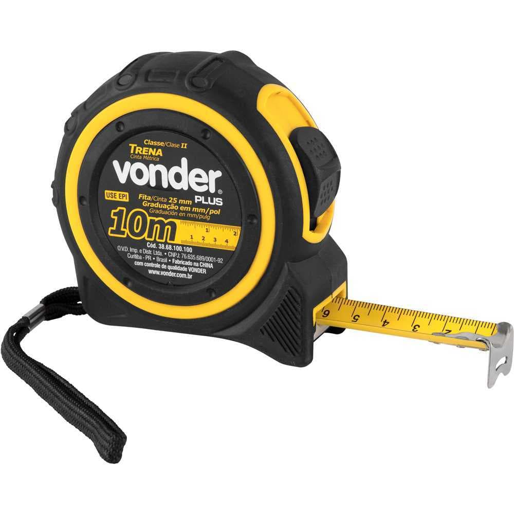 Trena Cinta Métrica De Aço 10 M X 25 Mm Vonder Plus