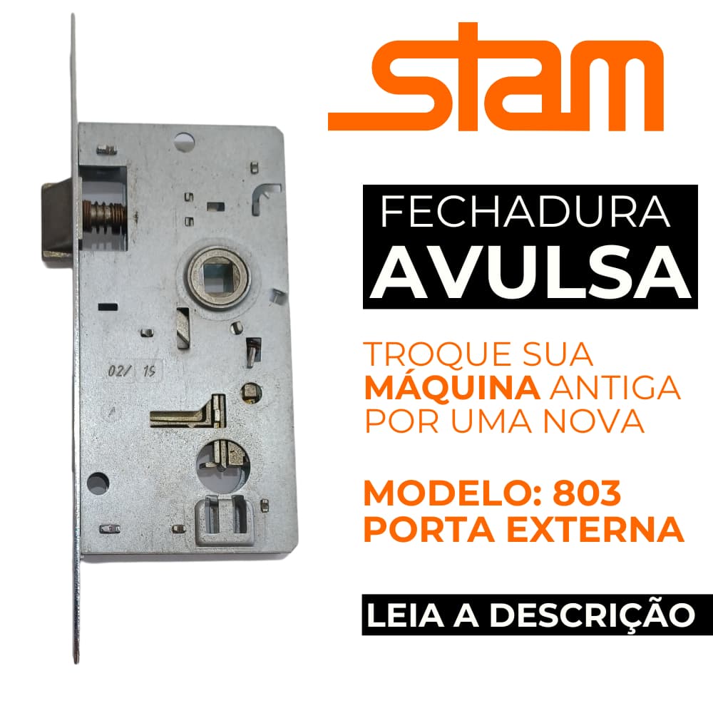 Fechadura Máquina Avulsa 803 Stam Sem Maçaneta Porta De Madeira e Alumínio Broca 803 40mm