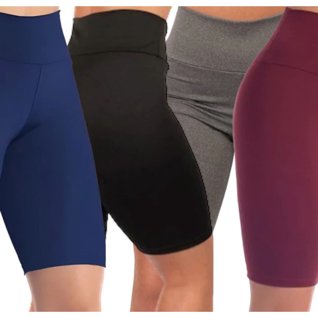 Bermuda Legging Cós Alto Liso Bermuda Academia