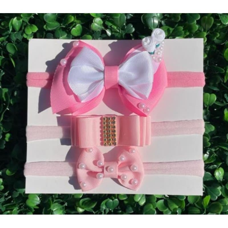 Kit 3 Faixinha de cabelo  Bebê/ Tiara Bebê/ Lacinhos Bebê/Meia de Seda