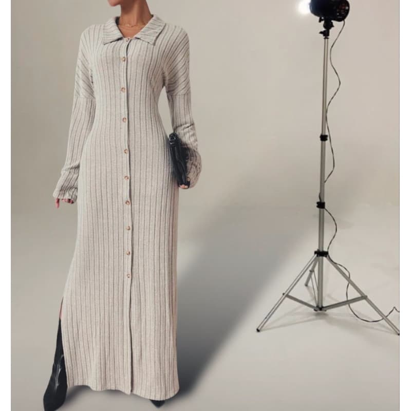 Vestido Feminino Casual Canelado Tricô