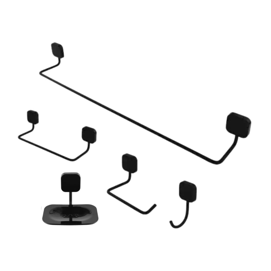 Kit de Acessórios para Banheiro 5 Peças - Quadri - Preto