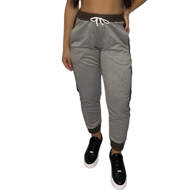 Calça Moleton Feminina Jogger Cós Alto com Bolso