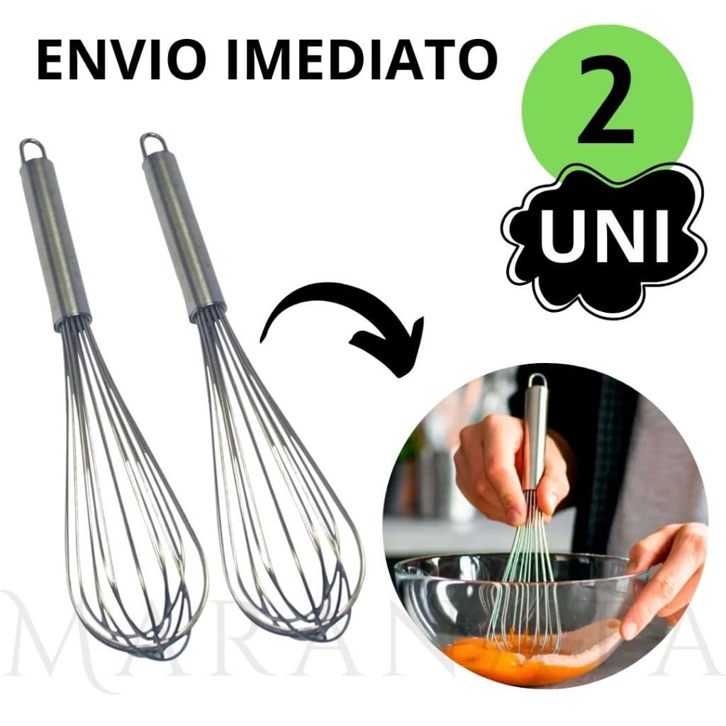 Kit 2 Fuê Batedor de ovos Massas Bolos Foet Profissional Inox