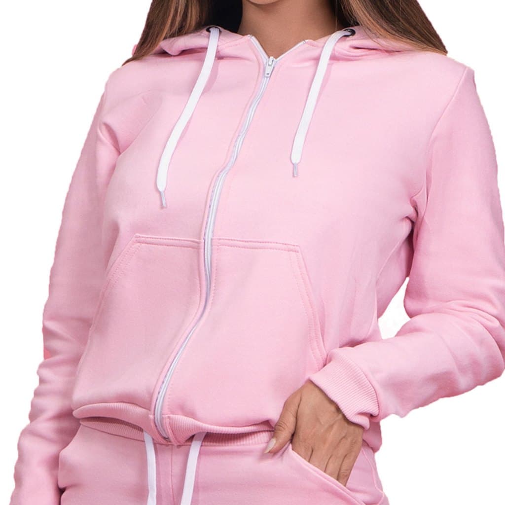 Blusa De Moletom Com Zíper e Capuz Casaco De Frio Flanelado Quentinho