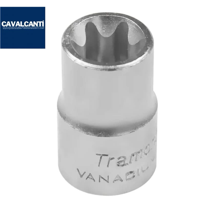 CHAVE SOQUETE TORX FÊMEA CURTA CROMO VANÁDIO ENCAIXE DE 1/2 Pol E10/12/14/16/18/20