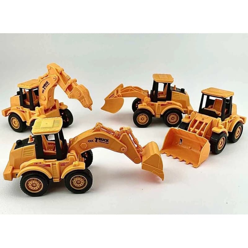 kit 4 Peças  trator, brinquedo, fricção, terra planagem, construção, trator de brinquedo, Traga