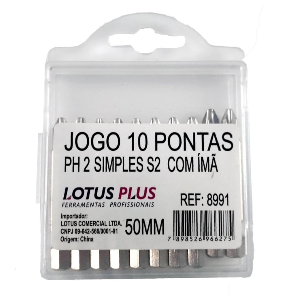 Jogo de 10 Bits Ponteiras PH2 50mm com Imã 1/4'' - Lotus