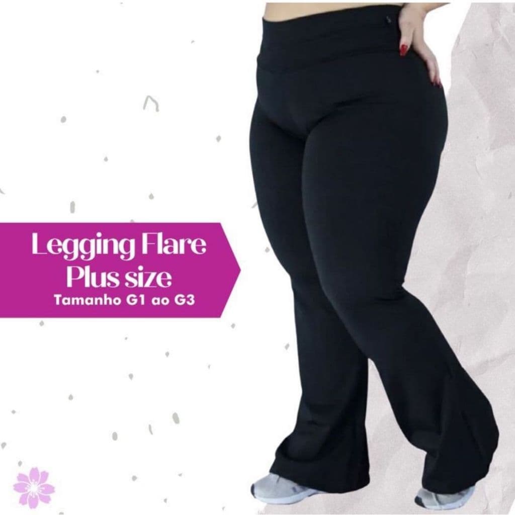 Calça Legging Plus Size Leg Flare Suplex Grossa Zero Transparência