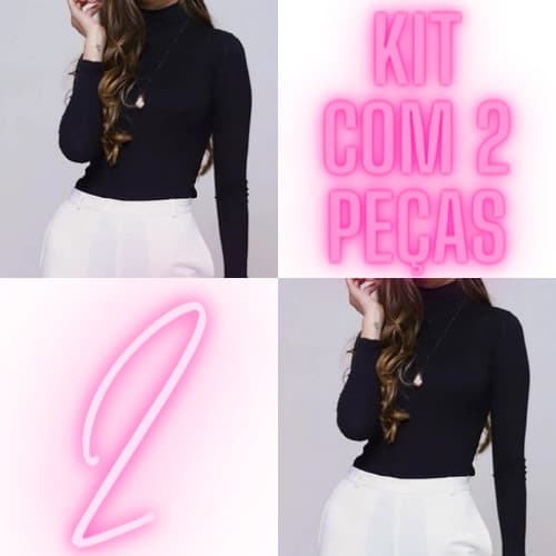 Kit 2 Cacharrel Feminina / Camisa Feminina Inverno Manga Longa Gola Alta Em Tecido Suplex Romantic