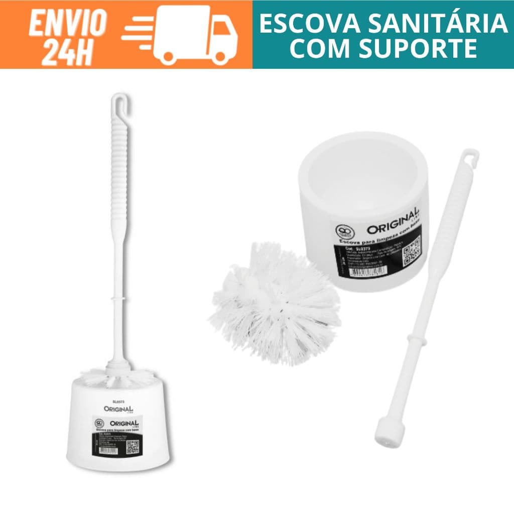 Escova Sanitaria Com Suporte Redondo para Vaso Privada Banheiro Higiênico