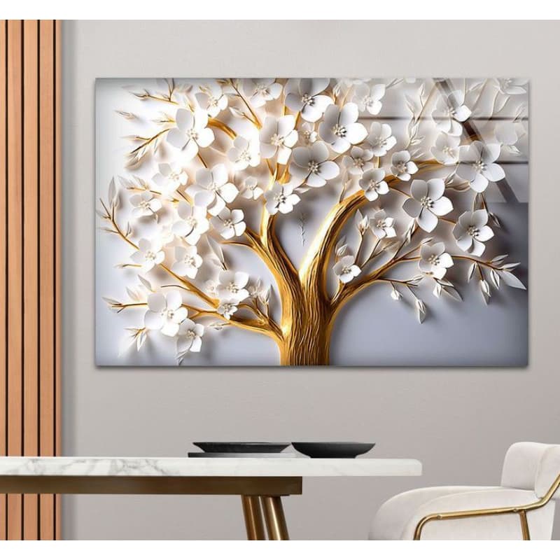 Quadro decorativo para sala 1 peça premium decoração casa quarto árvore ouro Golden resolução 4k
