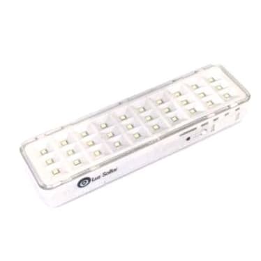 luminária de emergência 30 led 2w recarregável bivolt 6000k