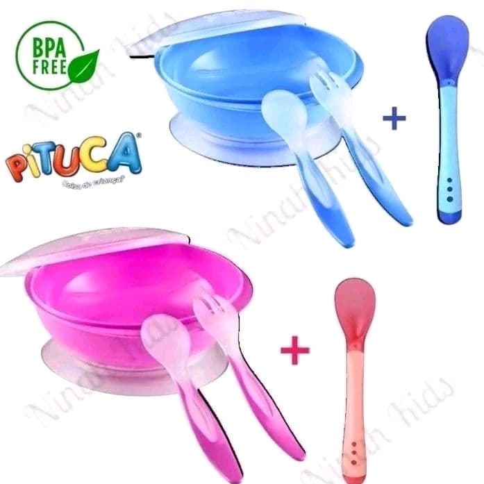 Kit Refeição Prato com Ventosa com Talheres e Colher Termosensivel Prato com Tampa