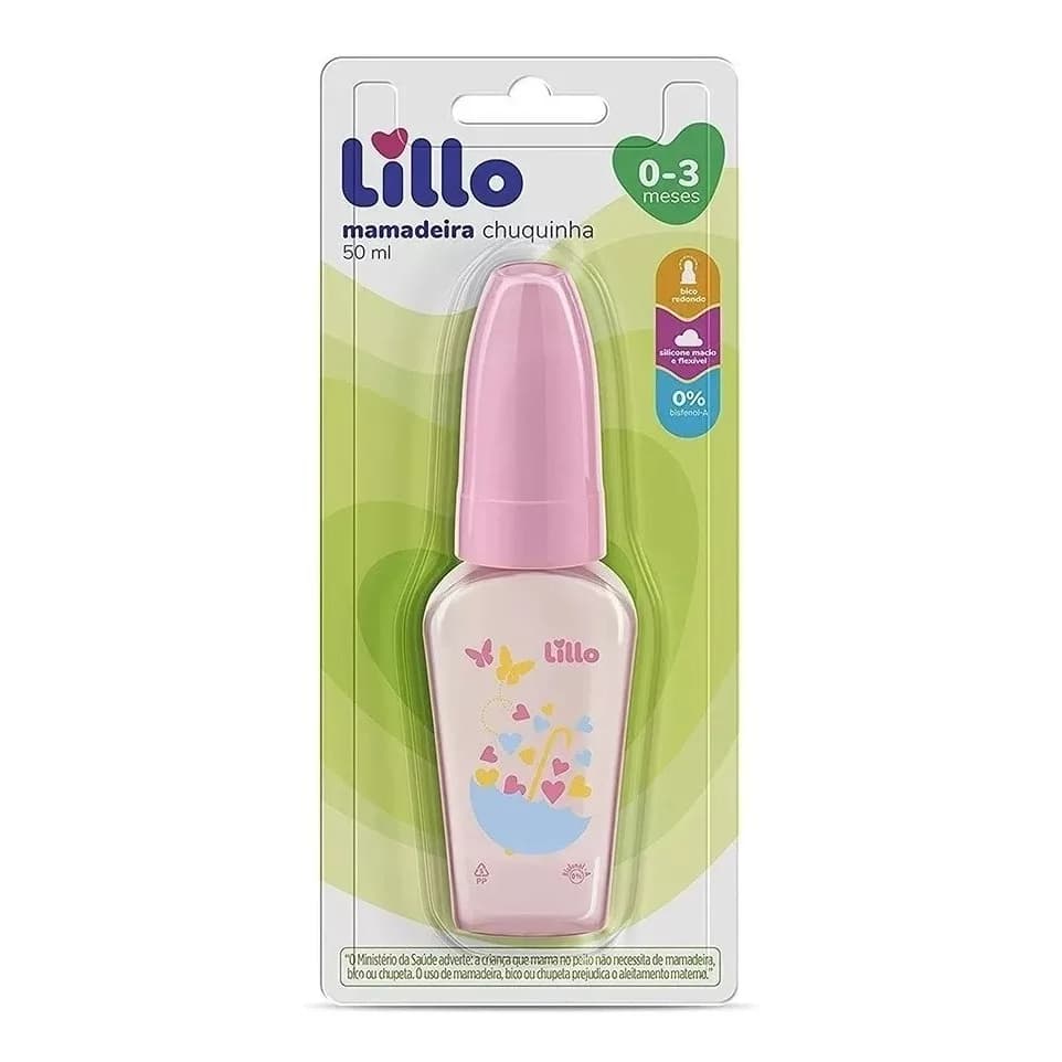 Mamadeira Chuquinha Recem Nascido 50ml Menina - Lillo