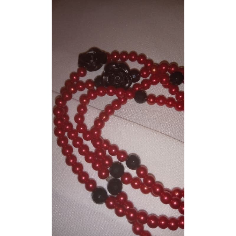 guia de pomba gira, Maria Padilha, umbanda, candomblé, quimbanda, pingente, pérolas vermelhas