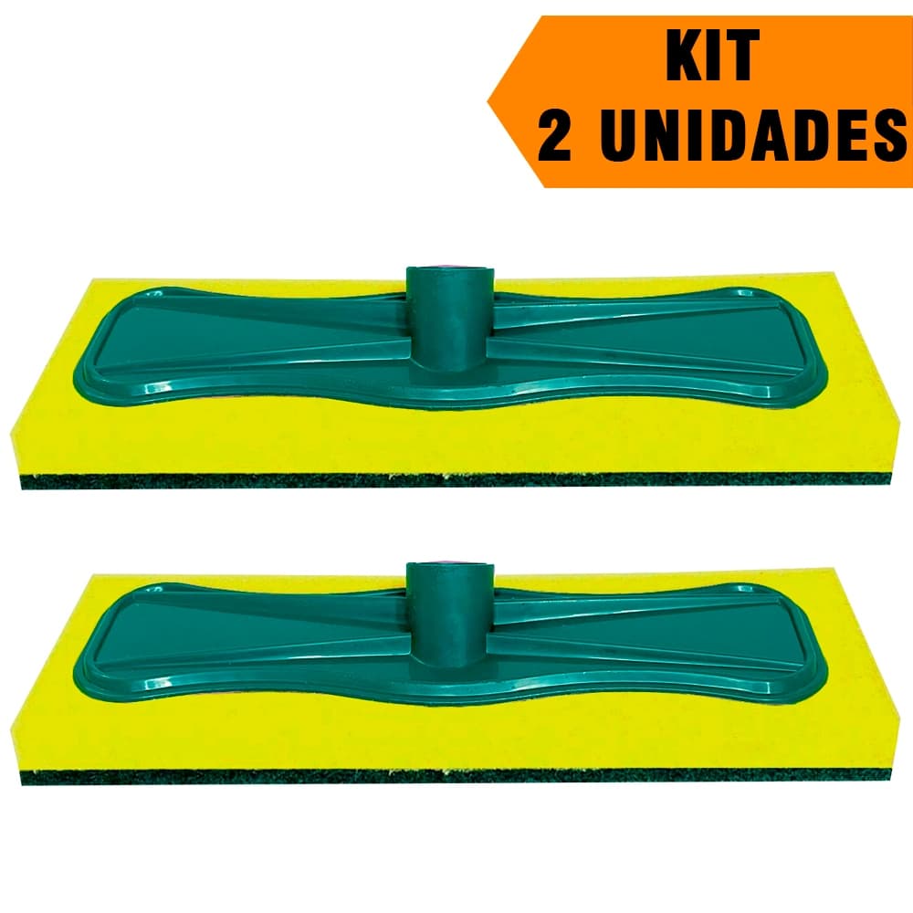 Kit 2 Esfregão Rodo Lava Piso Azulejo Rejunte E Piscina Pós Obra Limpeza Lar Bucha Esponja