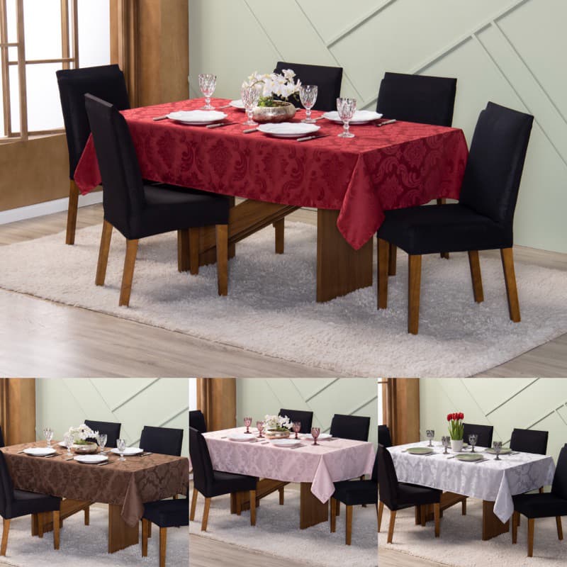 Toalha de Mesa Jacquard Luxo 6 Lugares 2,00 x 1,40 para Cozinha Luxo