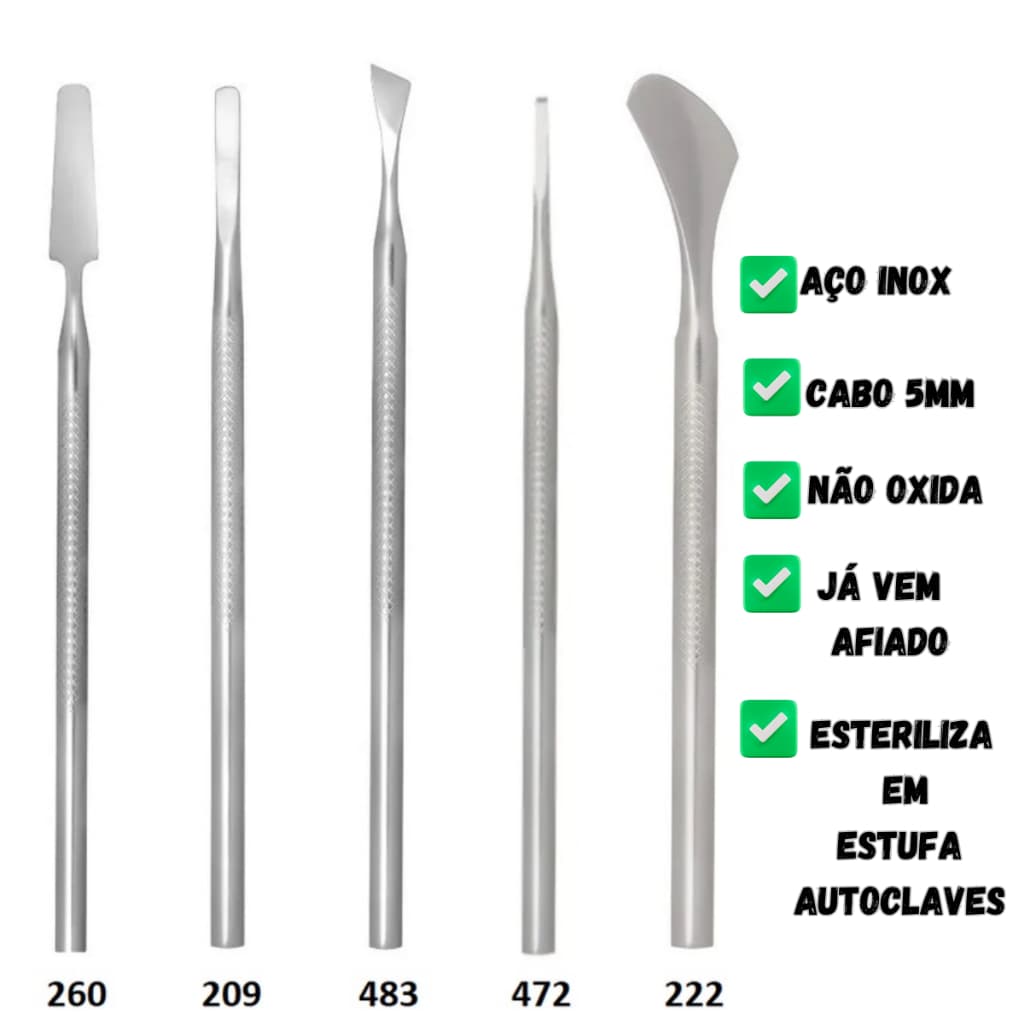 Super Kit Podologia Profissional 5 Instrumentais Podólogia já afiados aço inox manicure desencravar
