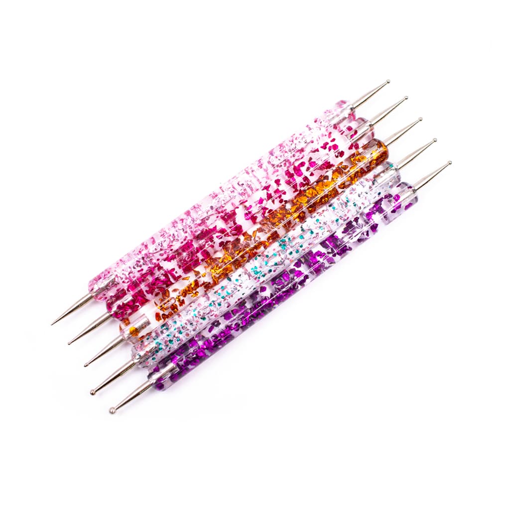 Kit Com 5 Boleador glitter Para Fazer Desenhos Em Unhas 10 Pontas
