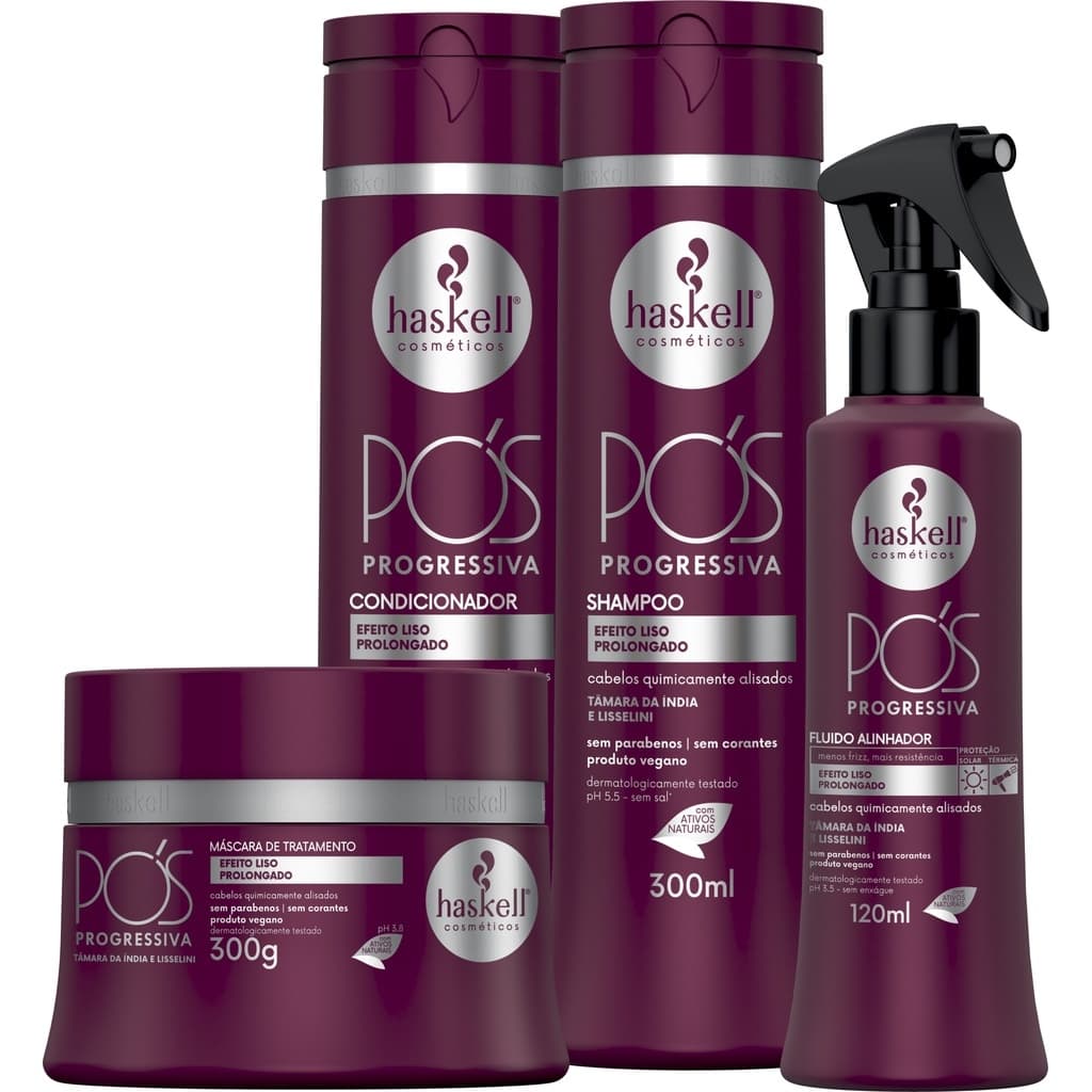 Linha Pós Progressiva Shampoo Condicionador Máscara 300 gr Fluido Profissional 120Ml Haskell
