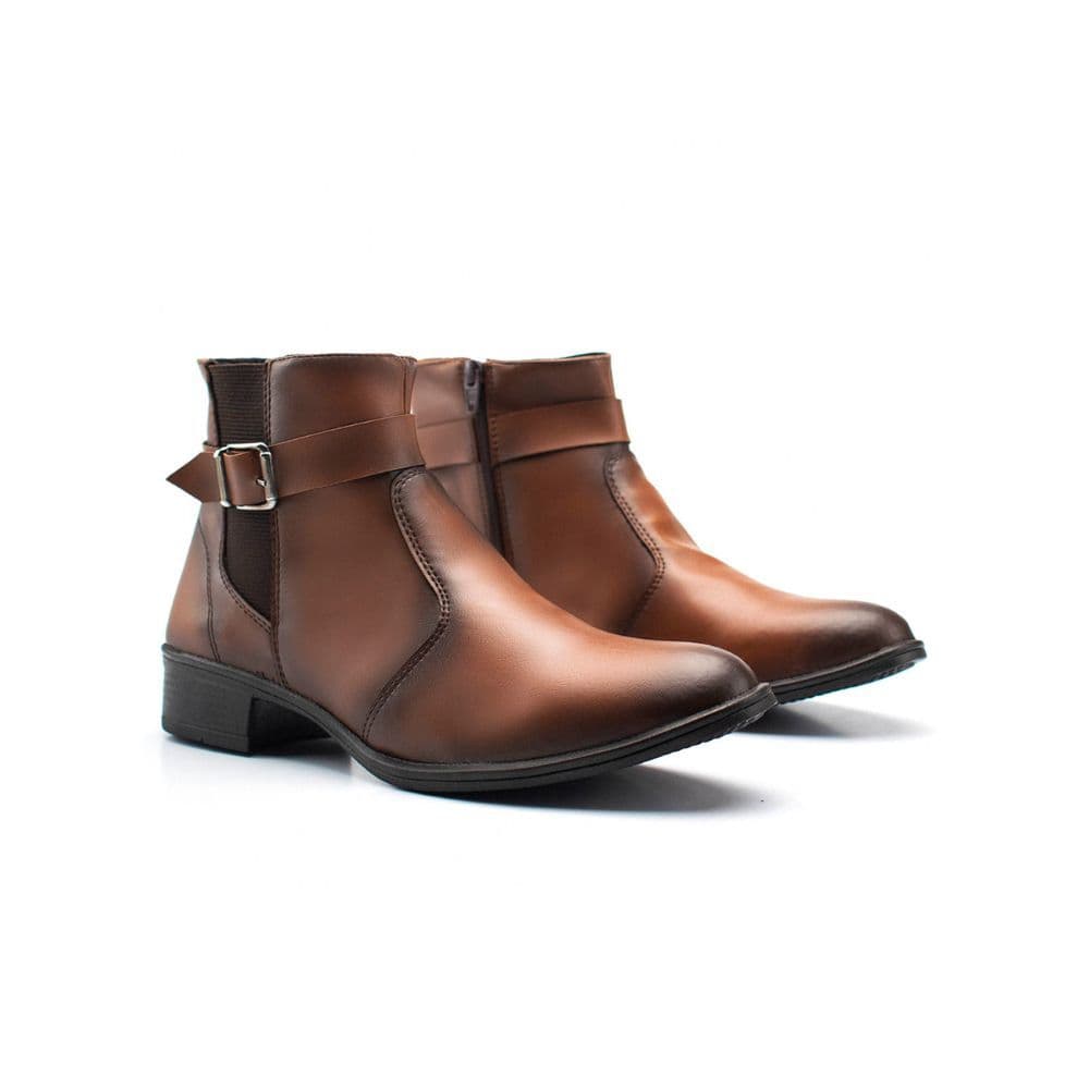 Coturno feminino bota de salto baixo casual cano curto inverno confortavel