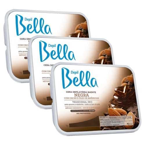 Depil Bella Cera Depilatória Negra 1kg Kit com 3un