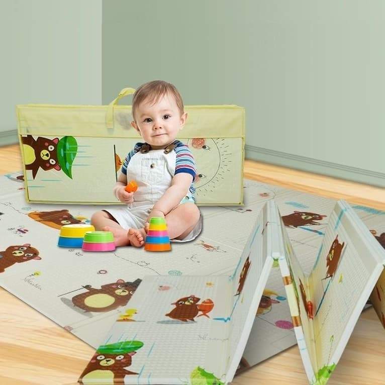 Tapete Infantil Dobrável emborrachado dupla face antitérmico a prova agua atividades Tummy Time-S13