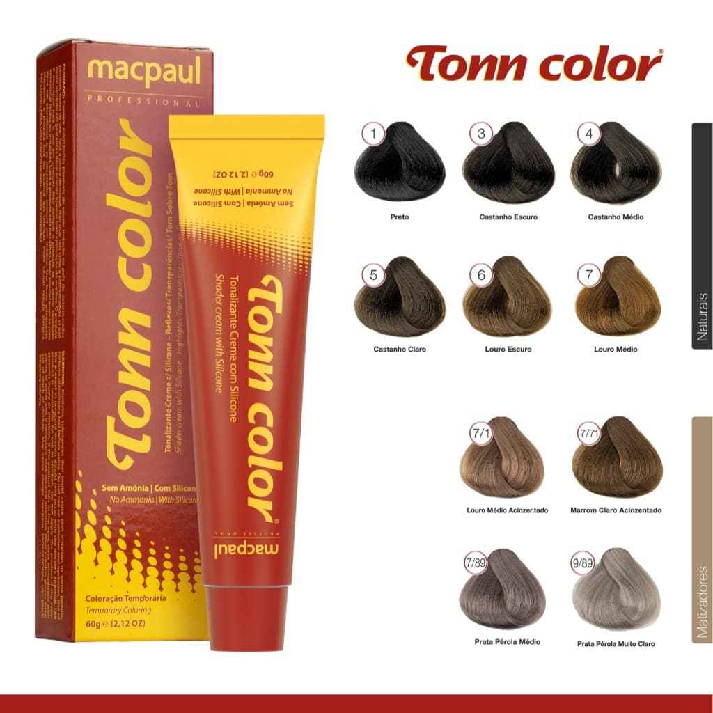 Tonalizante capilar Sem Amônia Tonn Color Todas as Cores - Macpaul Professional