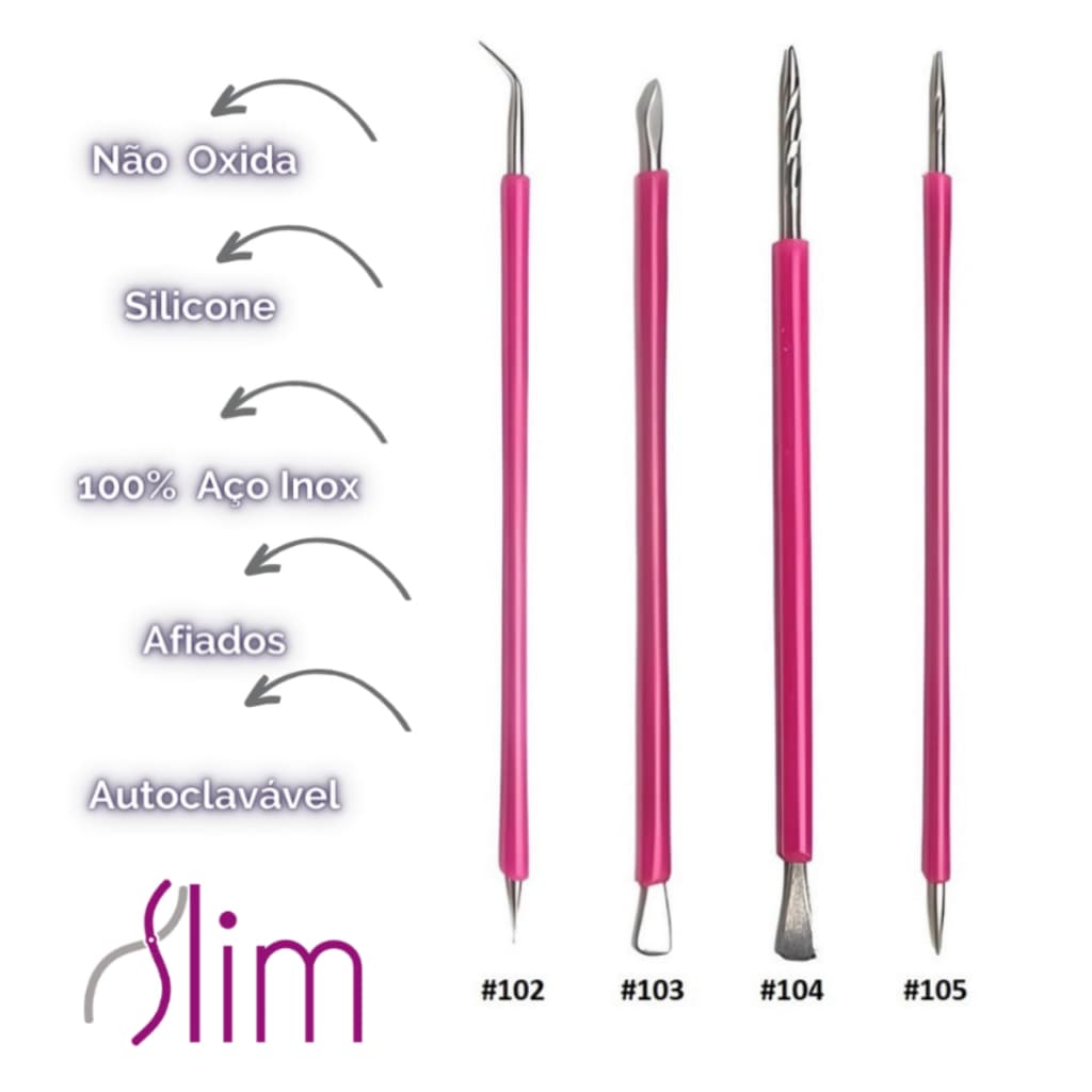 Super Kit Cutelaria 4 peças Palito Espátula Mista Desencravador, podologia, manicure