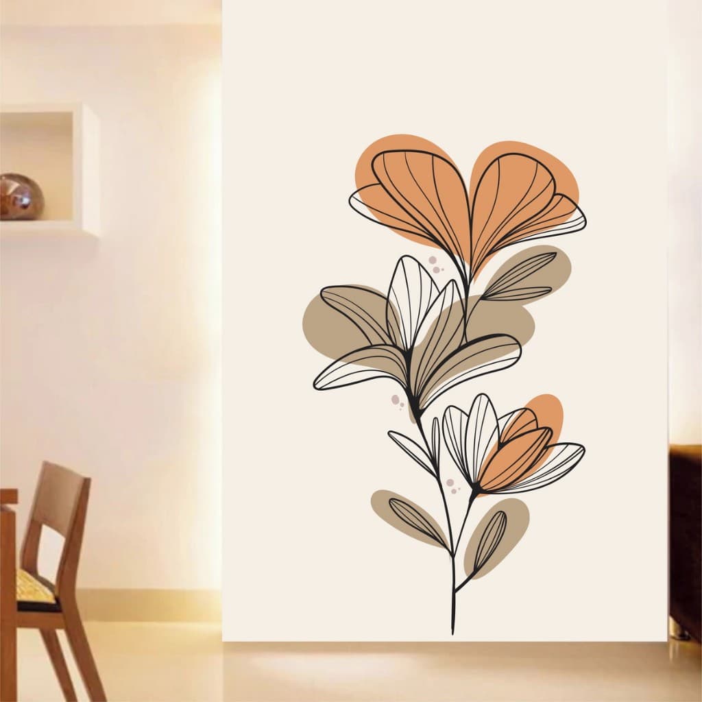 Adesivo de Parede Boho Minimalismo Floral Botânica B74 1m