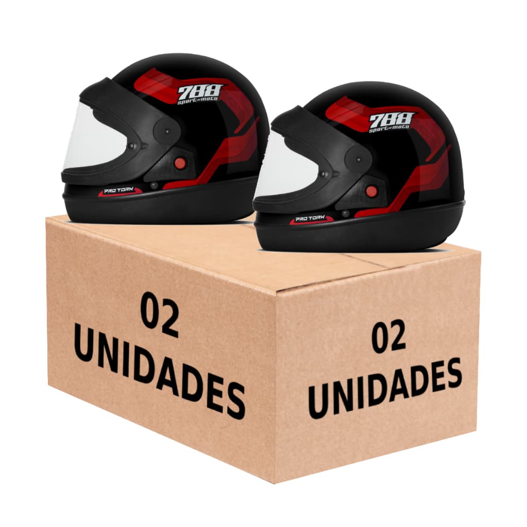 Kit 2 Capacetes Pro tork Sport Moto 788 Casal Viseira Automática Leve Confortável Fechado Casal