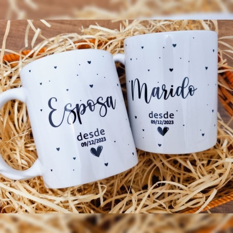 Kit 2 canecas personalizadas Esposa e Marido com nome