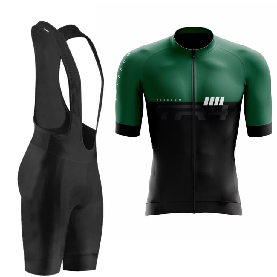 Conjunto Masculino de Ciclismo Camisa Slim e Bretelle Forro de Gel MTB