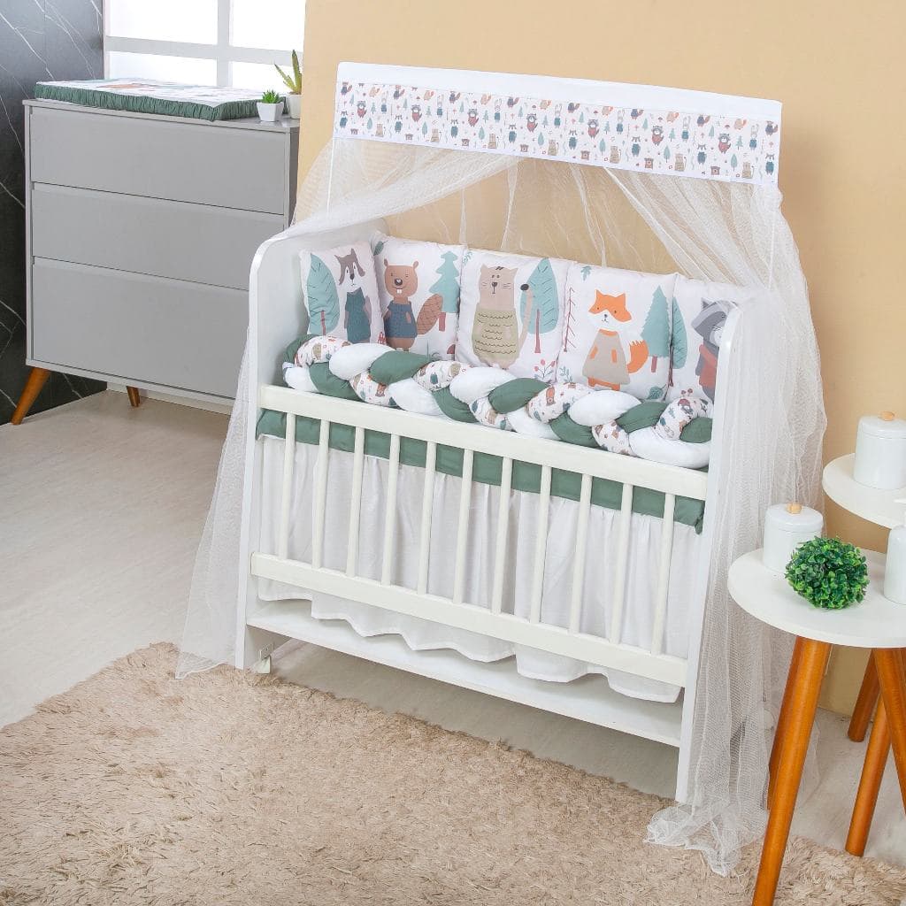 KIT PARA MINI BERÇO ALMOFADINHAS 12 PEÇAS + SAIA - MENINOS