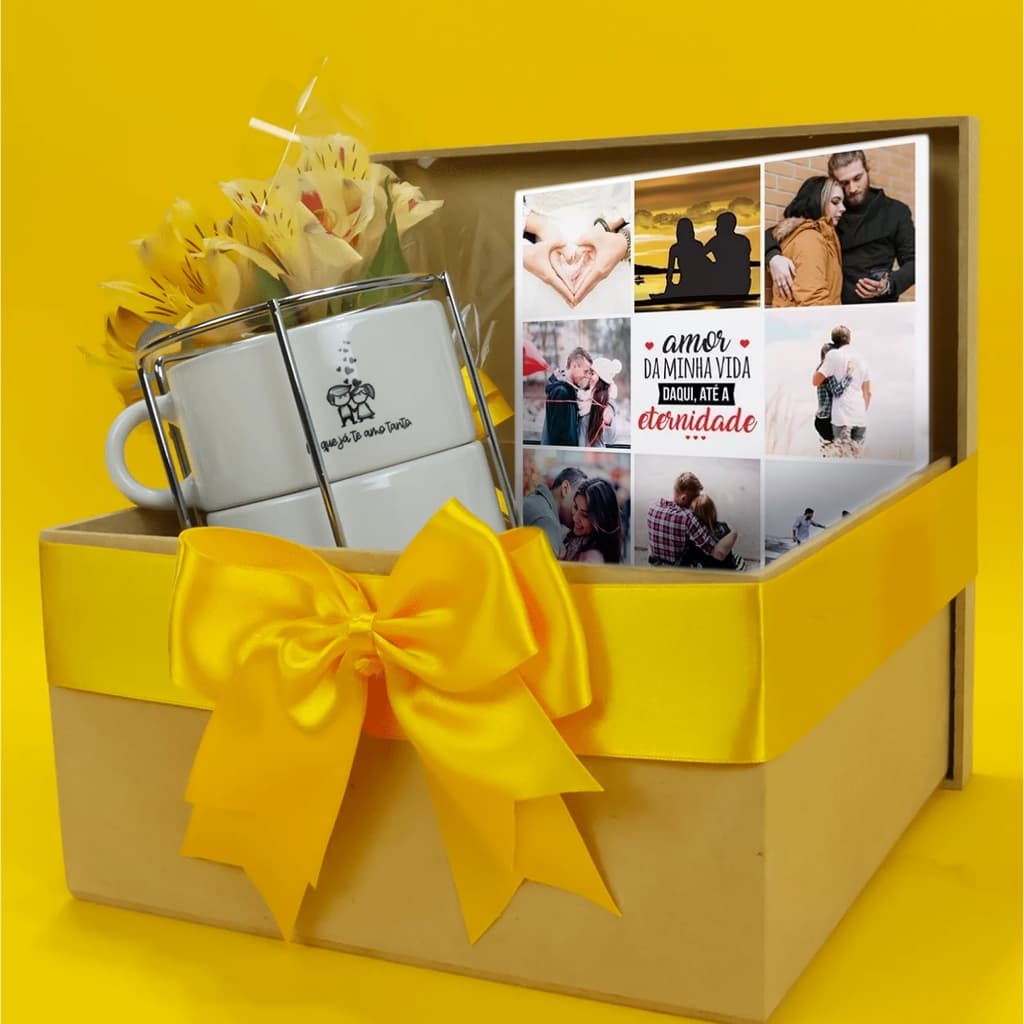 Kit dia dos Namorados, caixa de presente 100% personalizado, conjunto 4