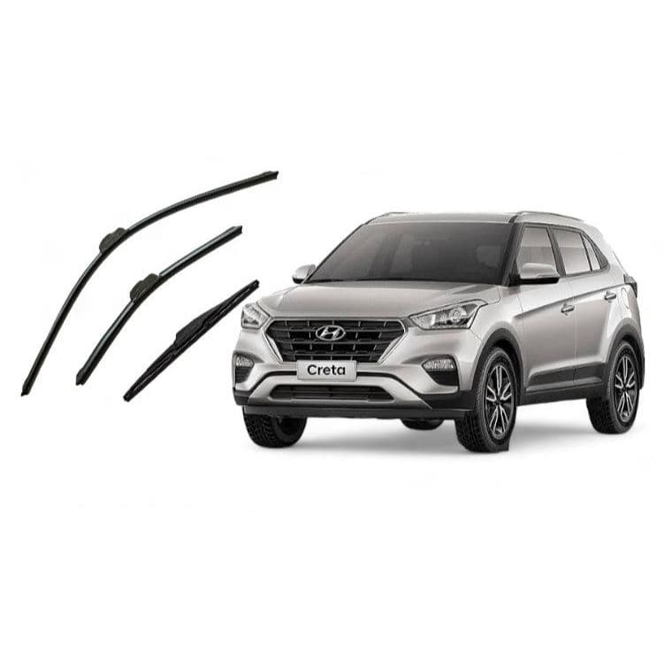 Kit 3 Palhetas Limpador De Parabrisa Dianteiro Para Hyundai Creta 2016 2017 2018 2019 2020