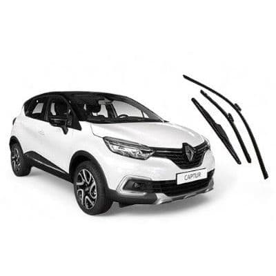 Kit 3 Palhetas Limpador de Parabrisa Dianteiro + Traseiro Para Renault Captur 2016 2017 2018 2019 2020 2021 2022 2023