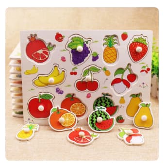 Brinquedo de Montar, Quebra Cabeça, Frutas, Montessori