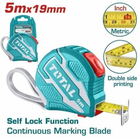 TRENA DE AÇO 5M X 19MM - C/EMBORRACHADO -Profissional -  TOTAL TOOLS
