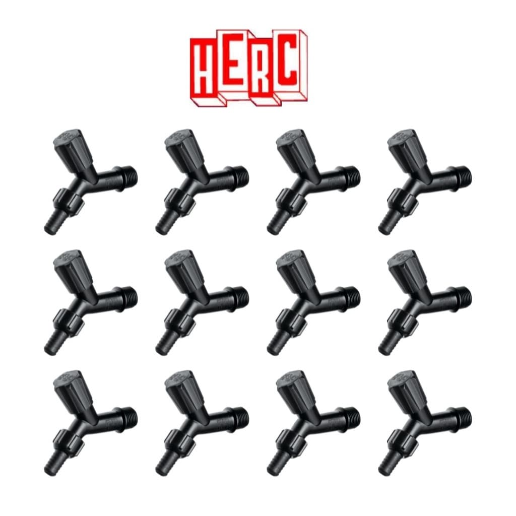 Kit 12 ou 6 peças Torneira Plástica para Jardim ou Tanque Preta c/ Bico 1/2 e adap 3/4 Herc
